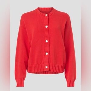 Donni Cotton Knit Cardigan in Red size M